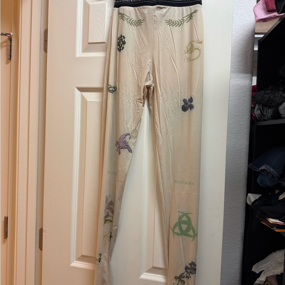 MARINE SERRE Patterned Cream Leggings
